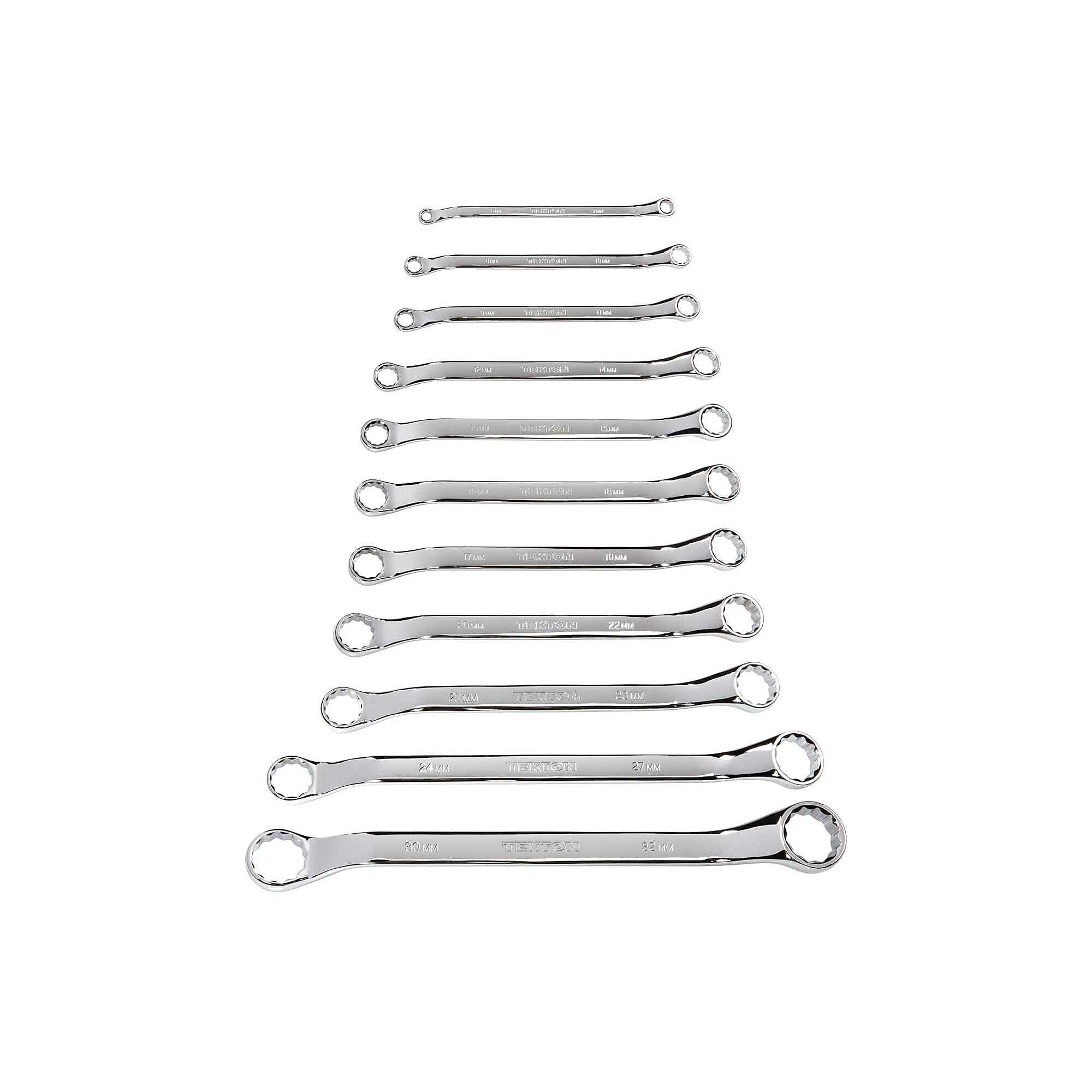 TEKTON 45-Degree Offset Box End Wrench Set, 11-Piece (6 - 32 mm) | WBE24011